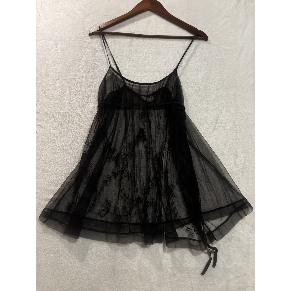 Victoria's Secret Black Lightweight Sheer Women Sleepwear Lingerie Med Valentine